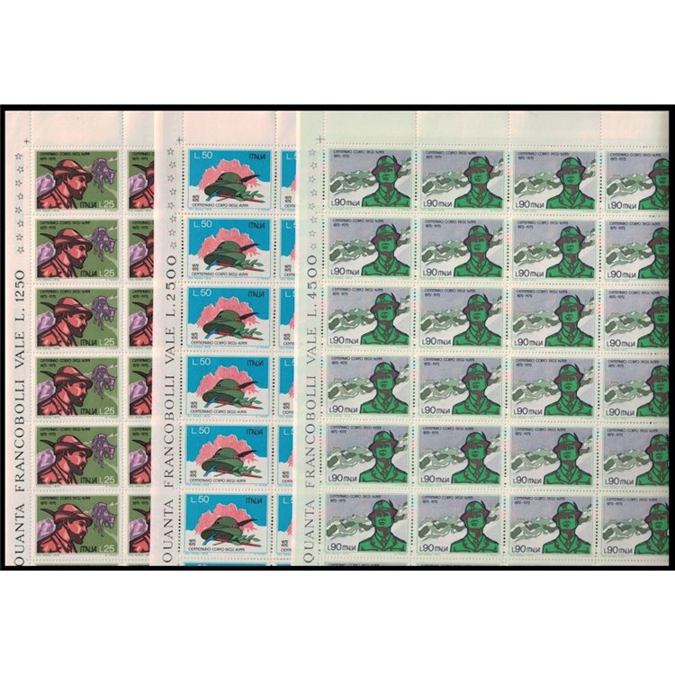 ITALY 1972 Alpine Corps 3 full sheets MNH**