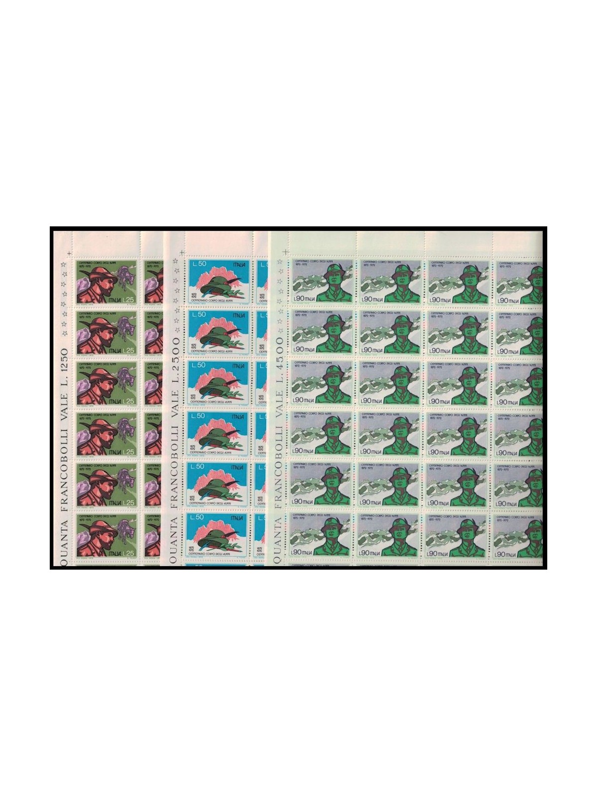 ITALIA 1972 Corpo degli Alpini 3 fogli interi MNH**