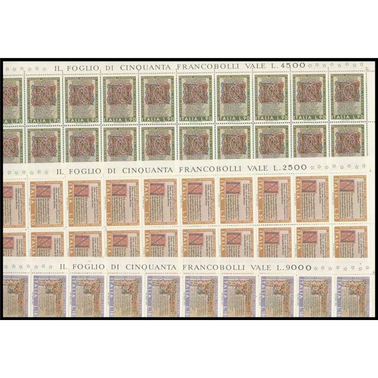 ITALIA 1972 Divina Commedia 3 fogli interi MNH**