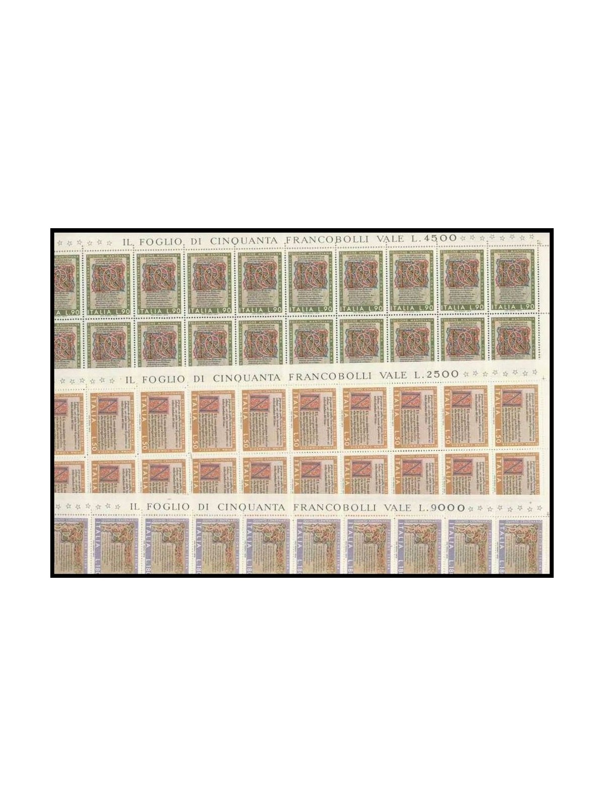 ITALY 1972 Divine Comedy 3 full sheets MNH**