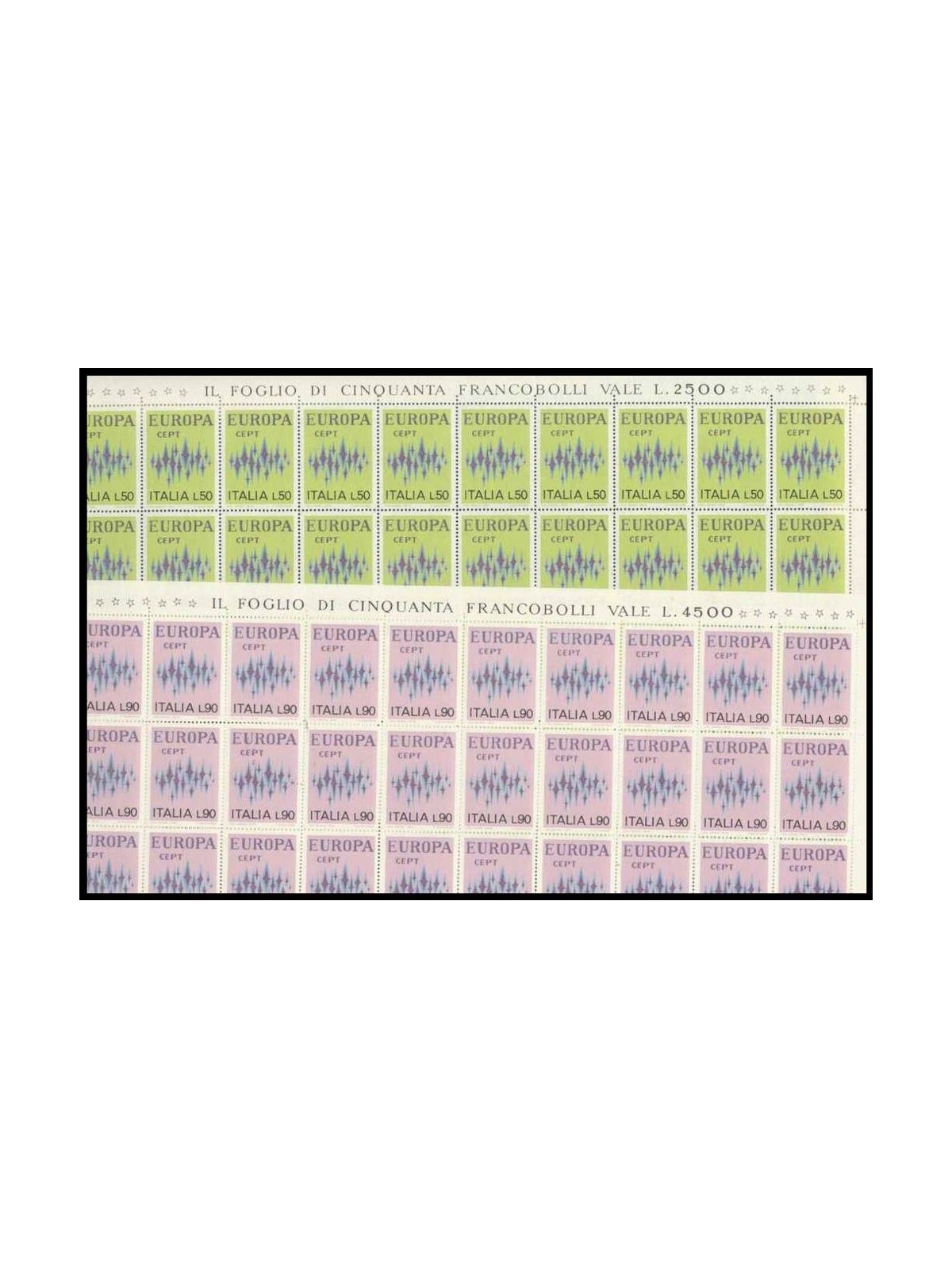 ITALY 1972 Europe 2 full sheets MNH**
