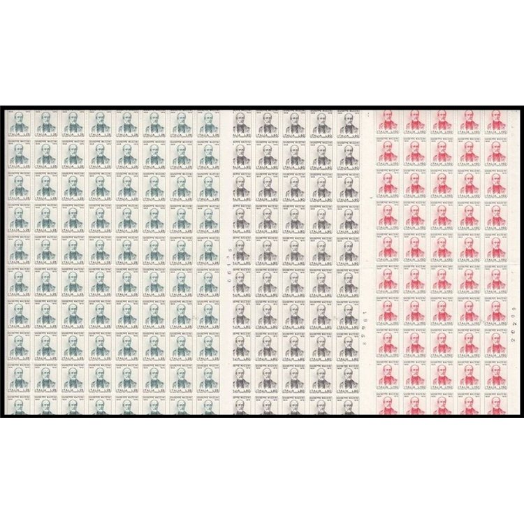 ITALY 1972 Giuseppe Mazzini 3 full sheets MNH**