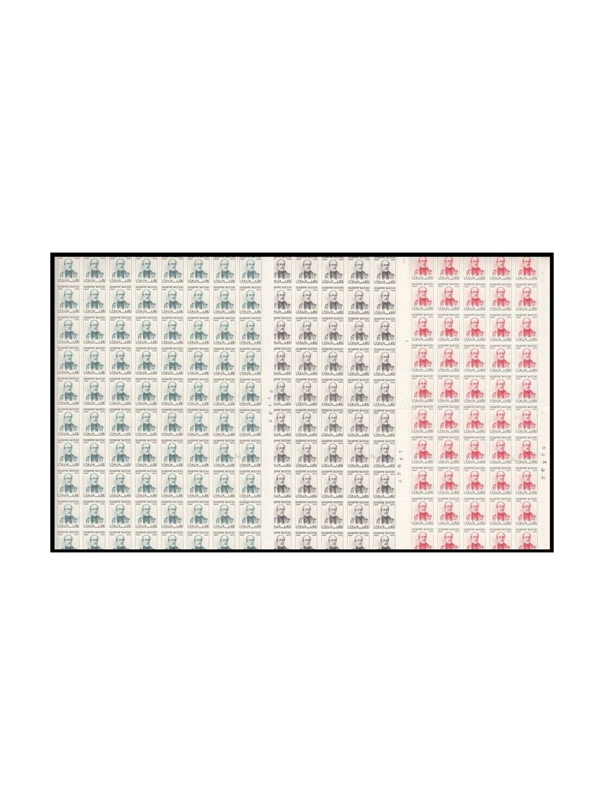 ITALY 1972 Giuseppe Mazzini 3 full sheets MNH**