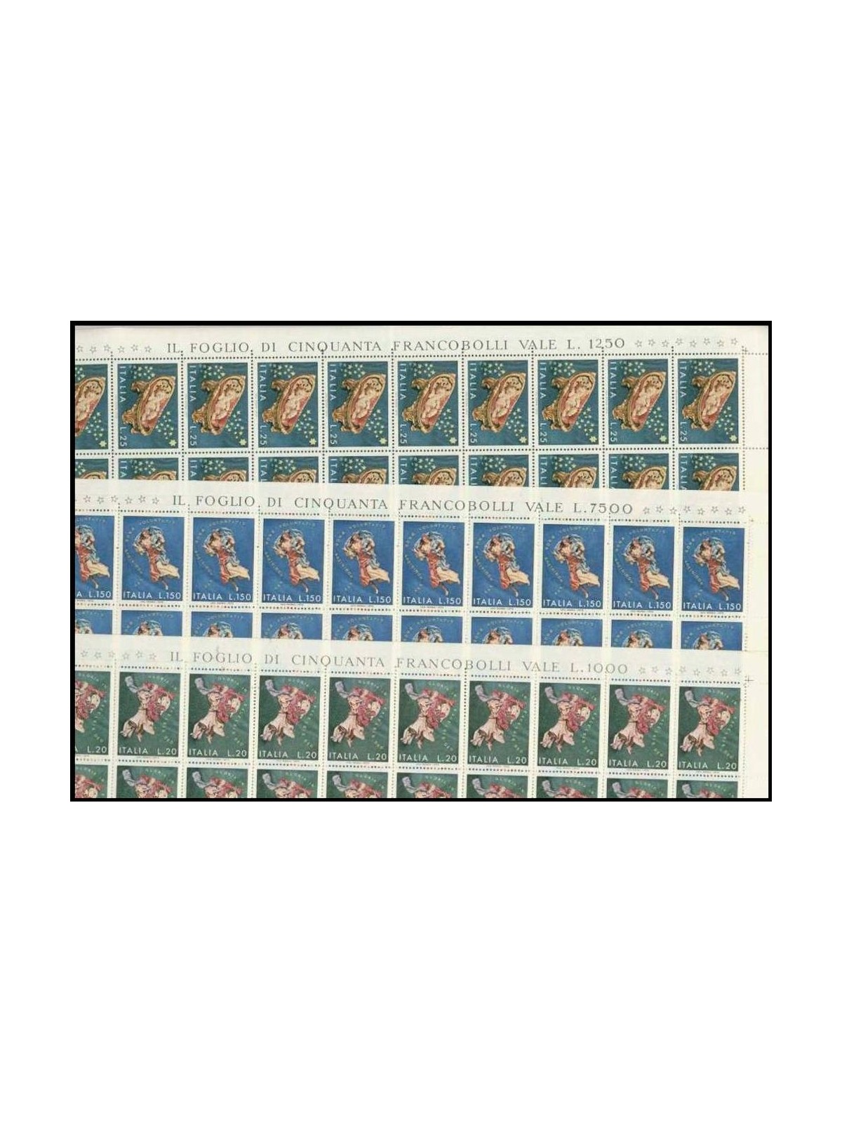 ITALY 1972 Christmas 3 full sheets MNH**