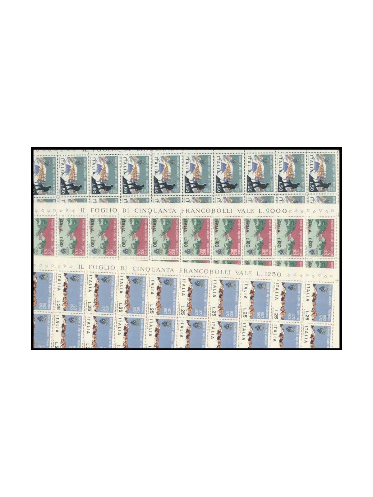 ITALIA 1972 Società Alpinisti Tridentini 3 fogli interi MNH**
