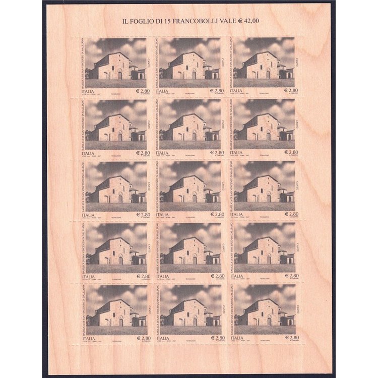 ITALY 2007 Basilica of St. Vincent in Galliano, 1 whole sheet MNH**
