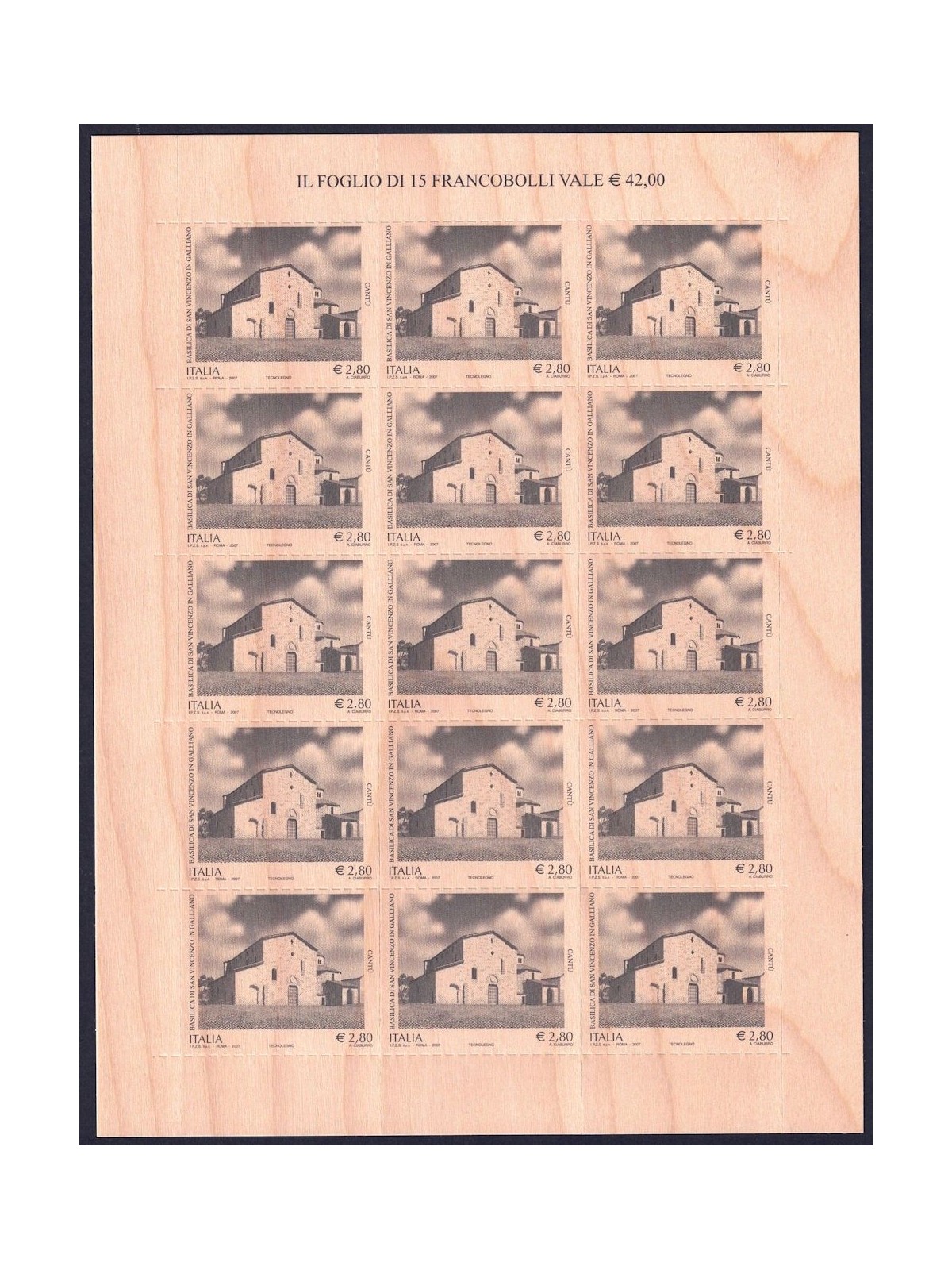 ITALIA 2007 Basilica di S. Vincenzo in Galliano, 1 foglio intero MNH**