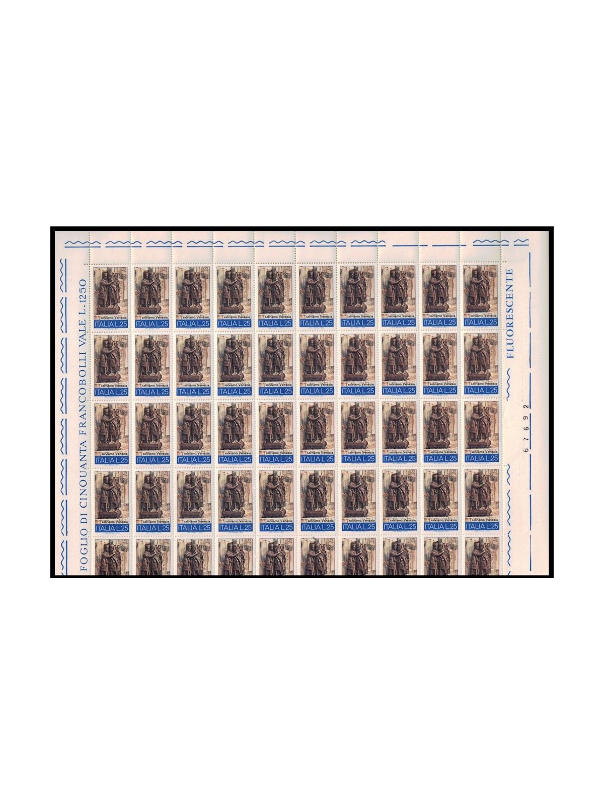 ITALY 1973 Save Venice £25 1 full sheet MNH**