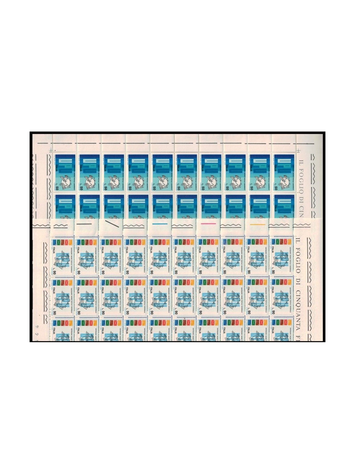 ITALIA 1974 Unione Postale Universale 2 fogli interi MNH**