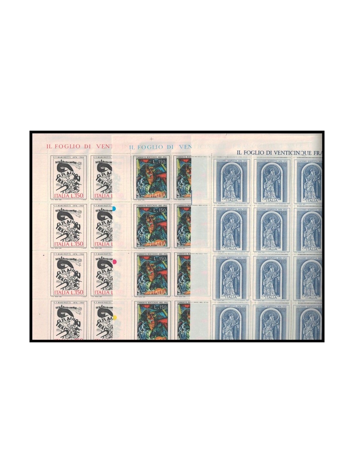 ITALIA 1976 Arte 3 fogli interi MNH**