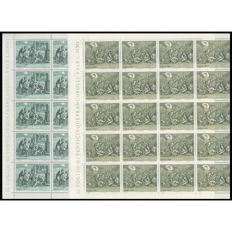 ITALY 1977 Christmas 2 full sheets MNH**