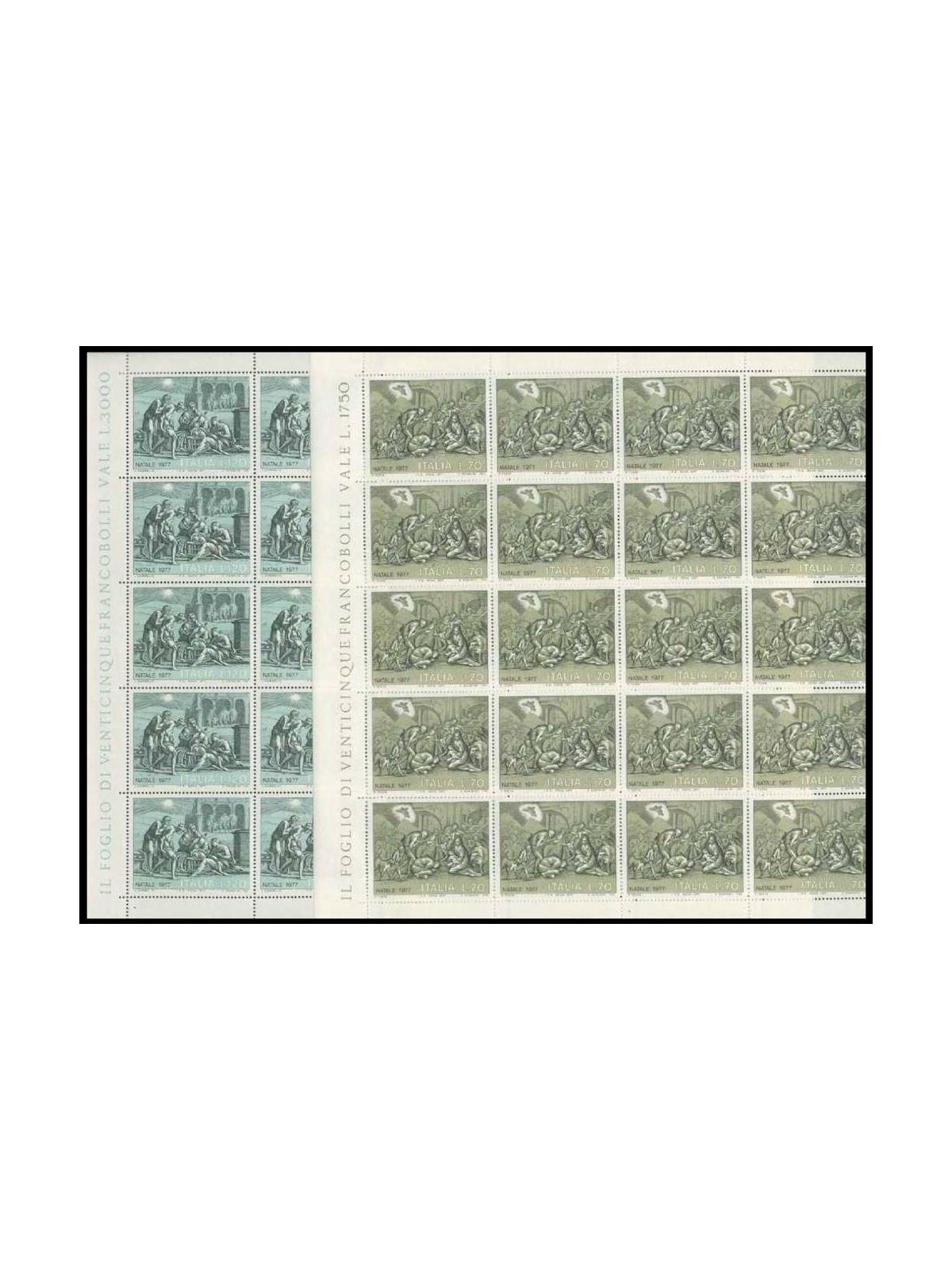 ITALY 1977 Christmas 2 full sheets MNH**