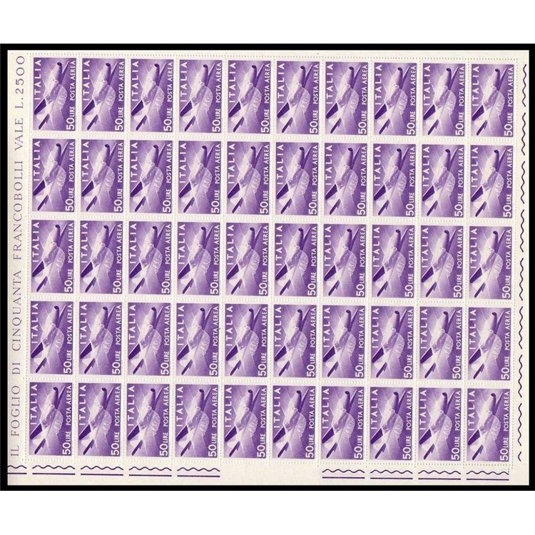 ITALY 1956 Airmail 1 full sheet MNH**