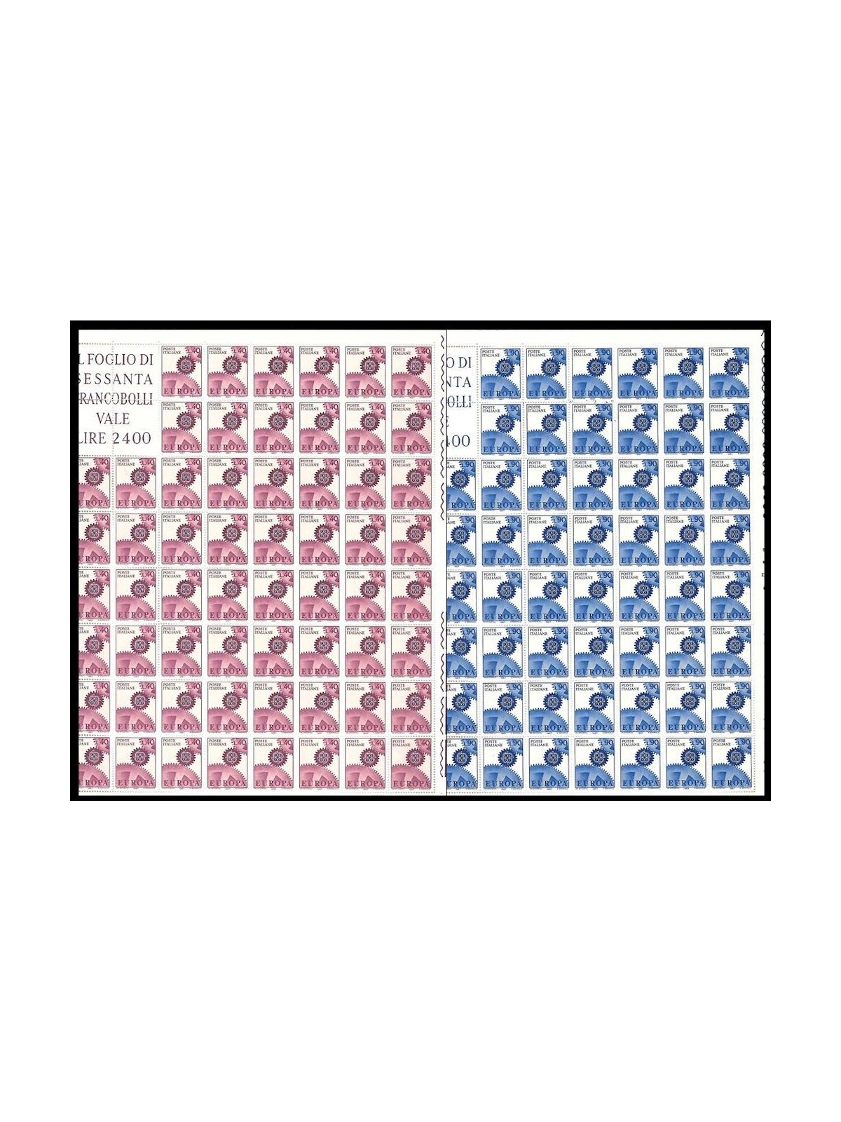 ITALY 1967 Europe 2 full sheets MNH**