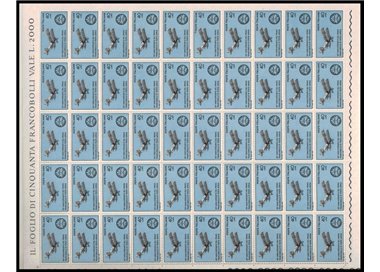 ITALY 1967 First airmail stamp 1 full sheet MNH**