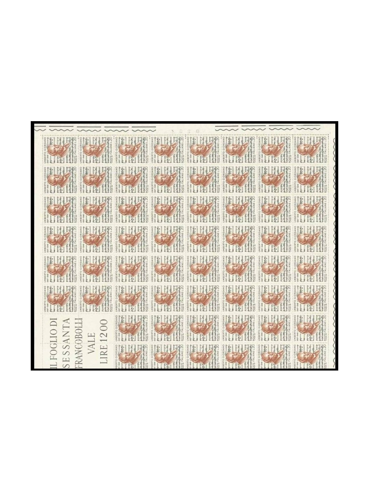 ITALY 1967 Umberto Giordano 1 full sheet MNH**