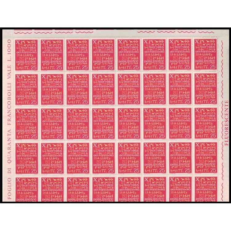 ITALY 1968 Stamp Day 1 full sheet MNH**