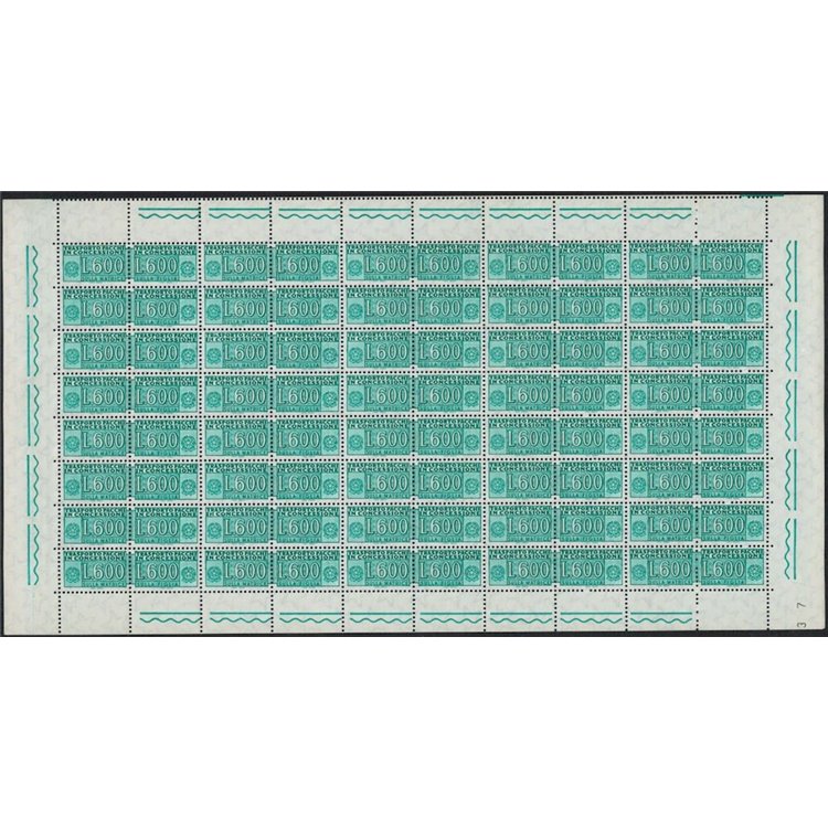 ITALY 1976 Concessionary parcels £600 1 full sheet MNH**