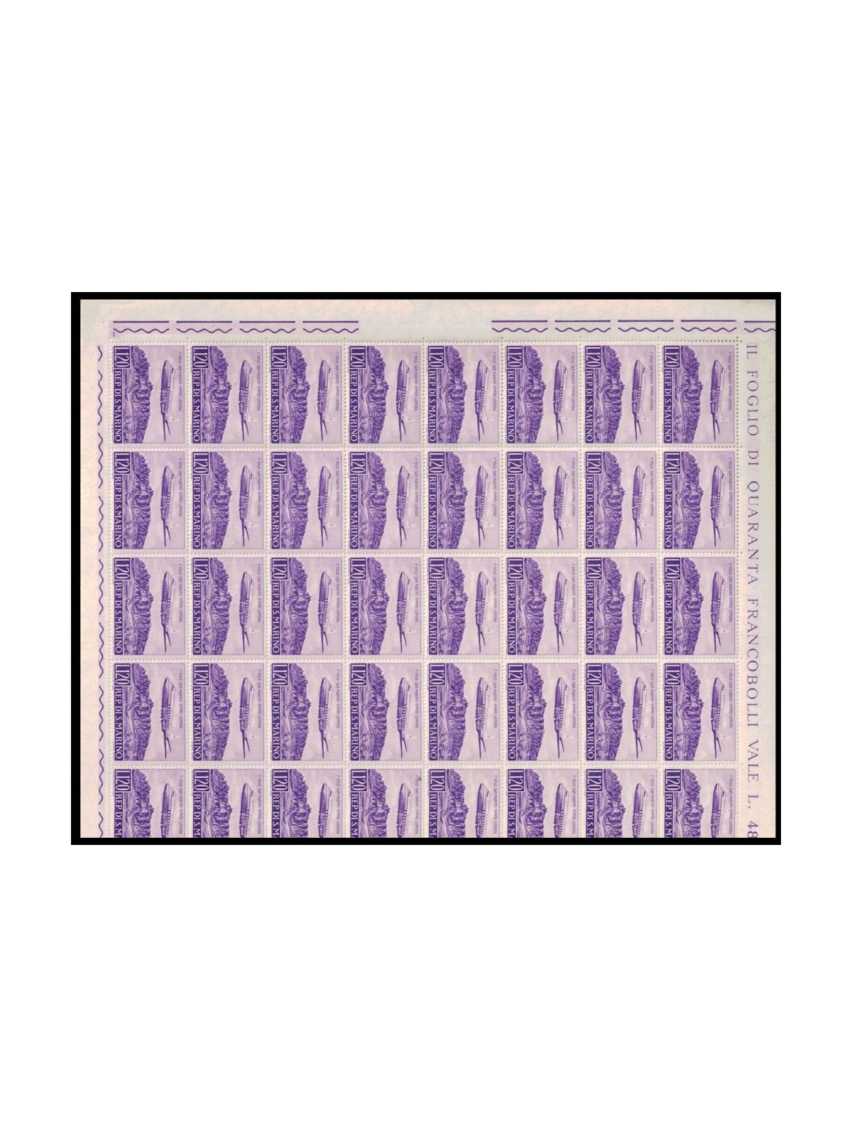 SAN MARINO 1959 Volo San Marino-Rimini-Londra foglio intero MNH**