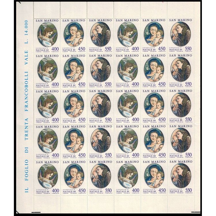 SAN MARINO 1984 Christmas 1 full sheet MNH**