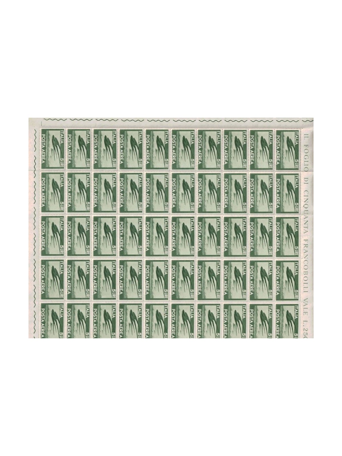 ITALY 1962 Airmail 1 full sheet MNH**