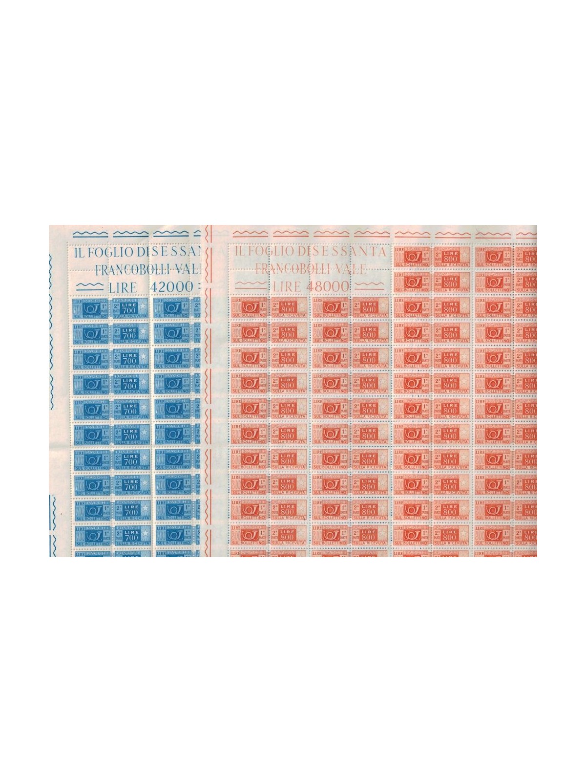 ITALY 1966 Postal Parcels 2 Full Sheets MNH**