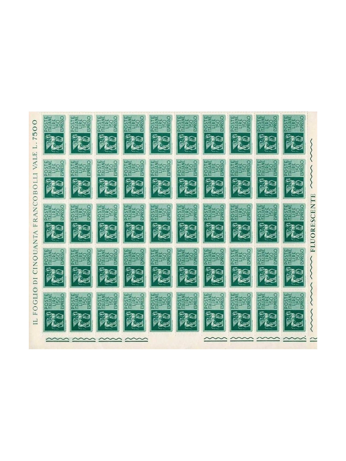 ITALY 1968 Espresso £150 (fluorescent) 1 full sheet MNH**