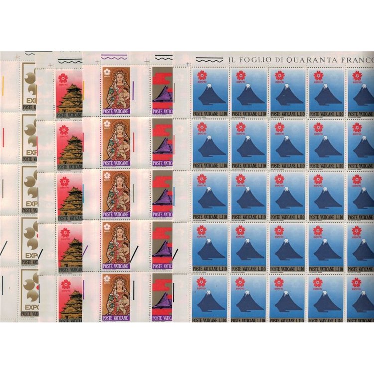VATICAN 1970 Osaka Exhibition 5 full sheets MNH**