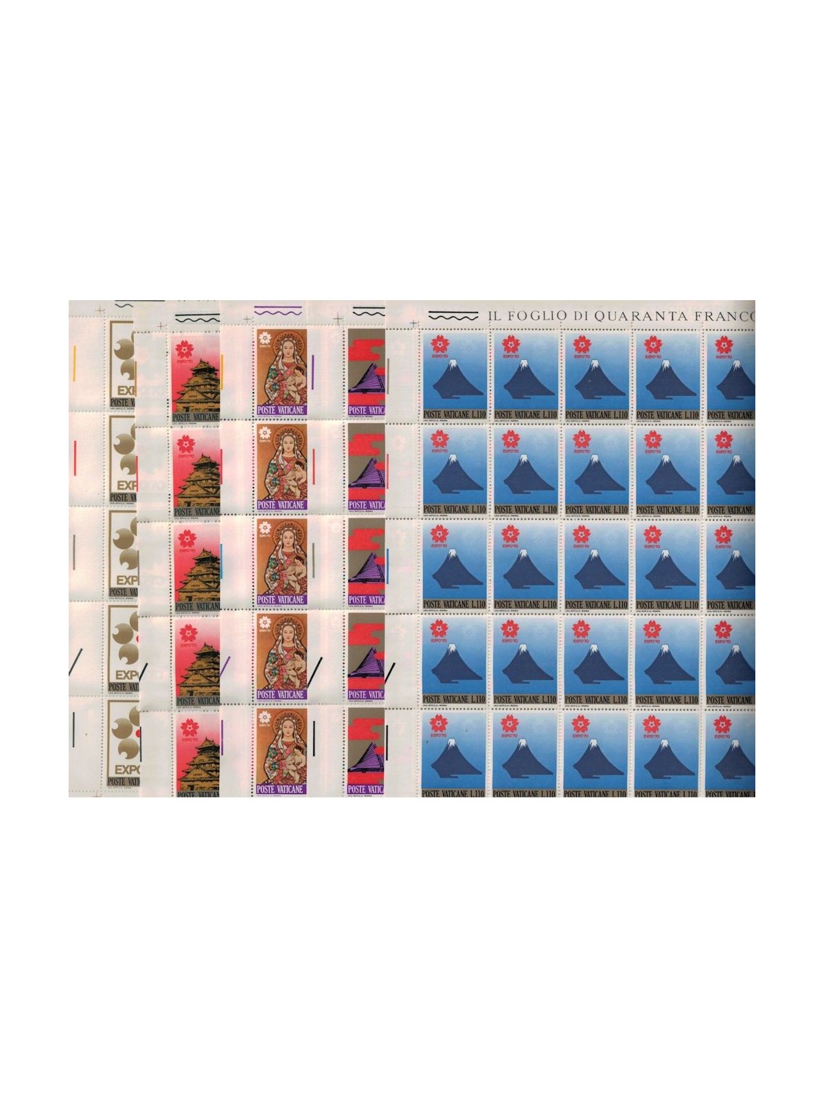 VATICAN 1970 Osaka Exhibition 5 full sheets MNH**