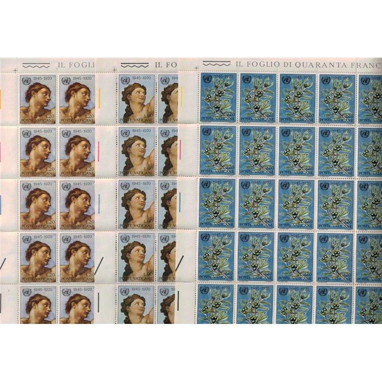 VATICAN 1970 Anniversary of the UN 3 full sheets MNH**