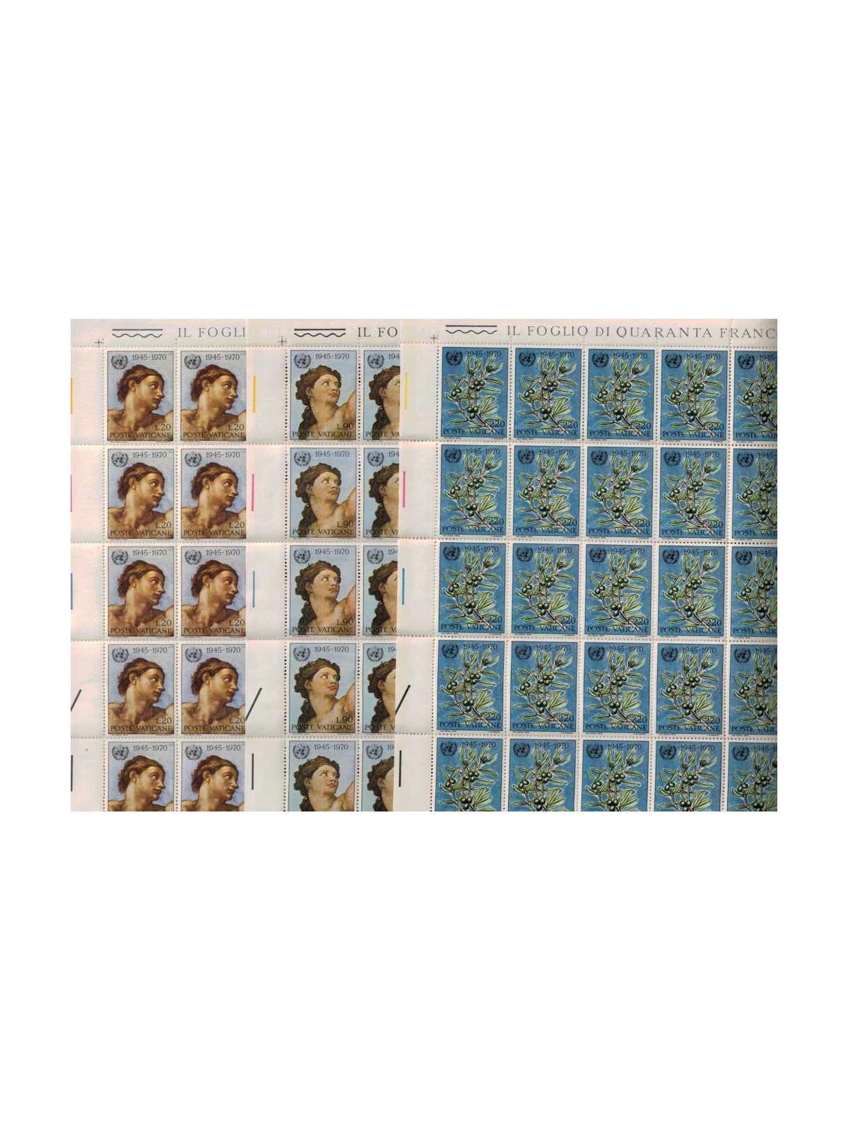 VATICAN 1970 Anniversary of the UN 3 full sheets MNH**