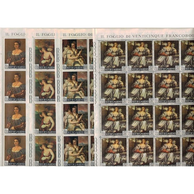 SAN MARINO 1966 Dipinti di Tiziano 4 fogli interi MNH**