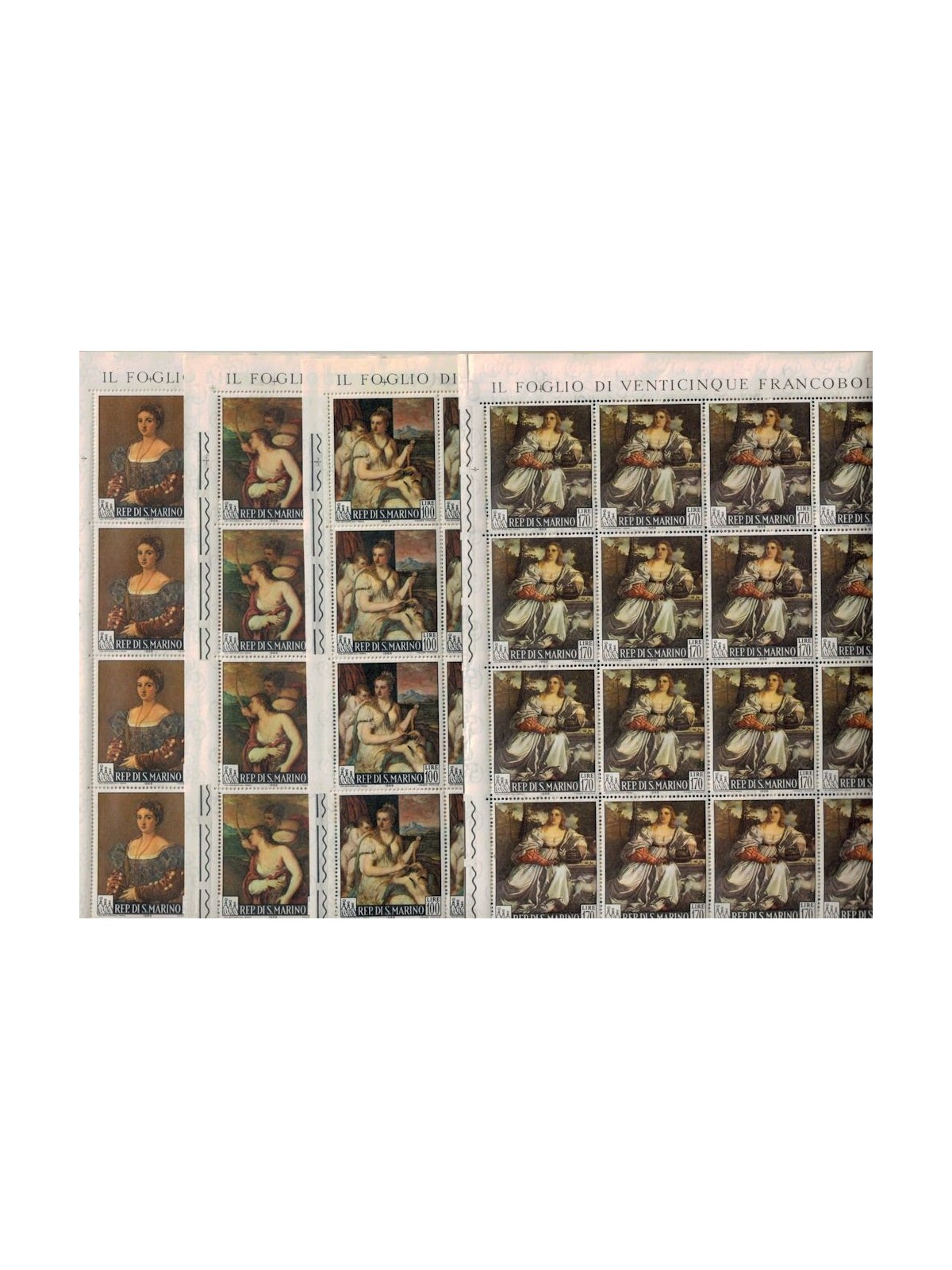 SAN MARINO 1966 Paintings by Titian 4 full sheets MNH**