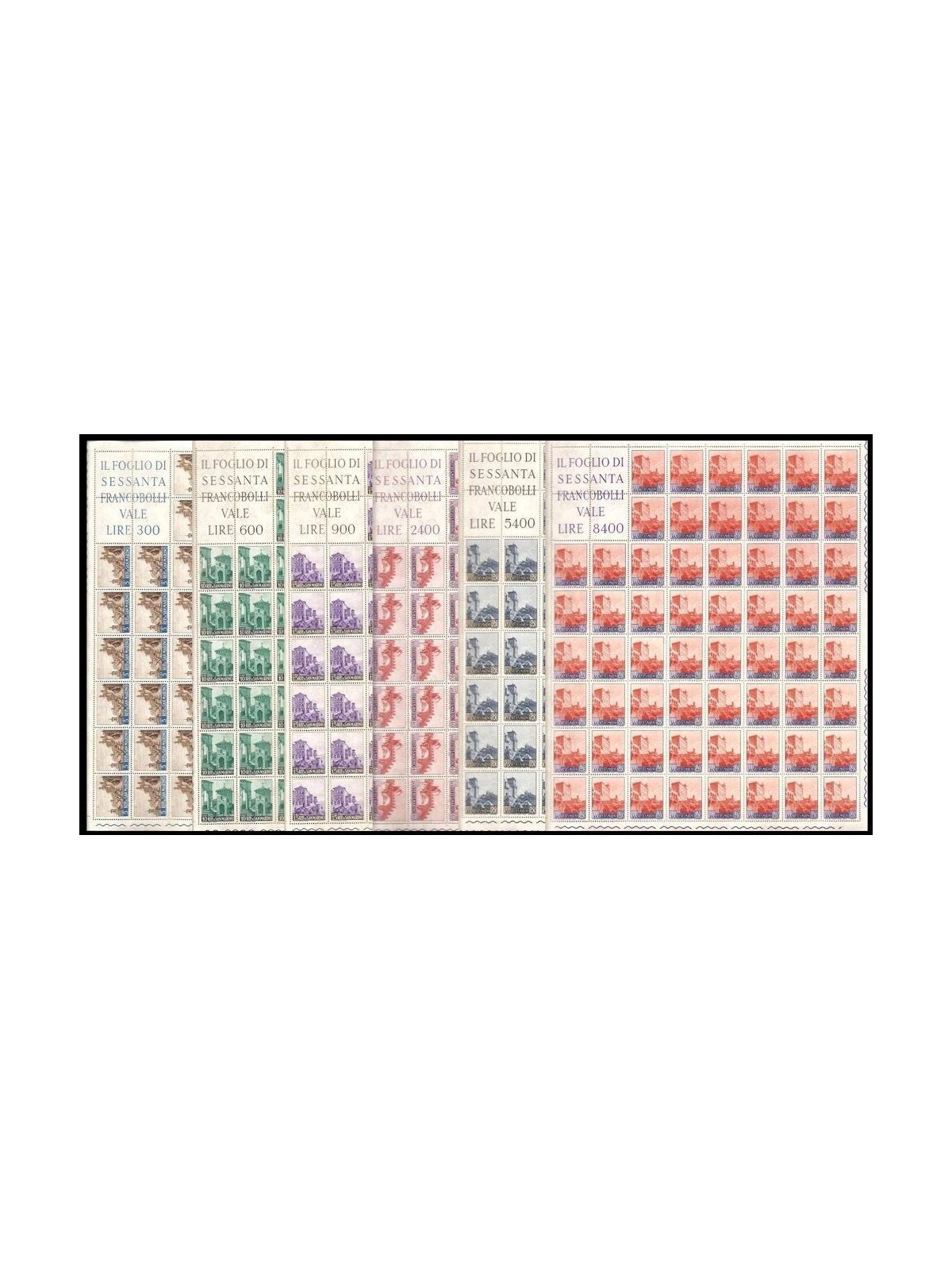 SAN MARINO 1966 Vedute 6 fogli interi MNH**
