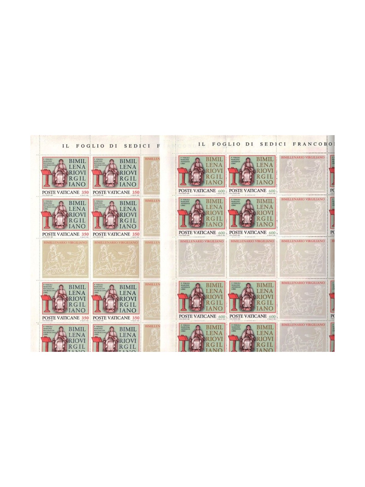 VATICANO 1981 Publio Virgilio Marone 2 fogli interi MNH**