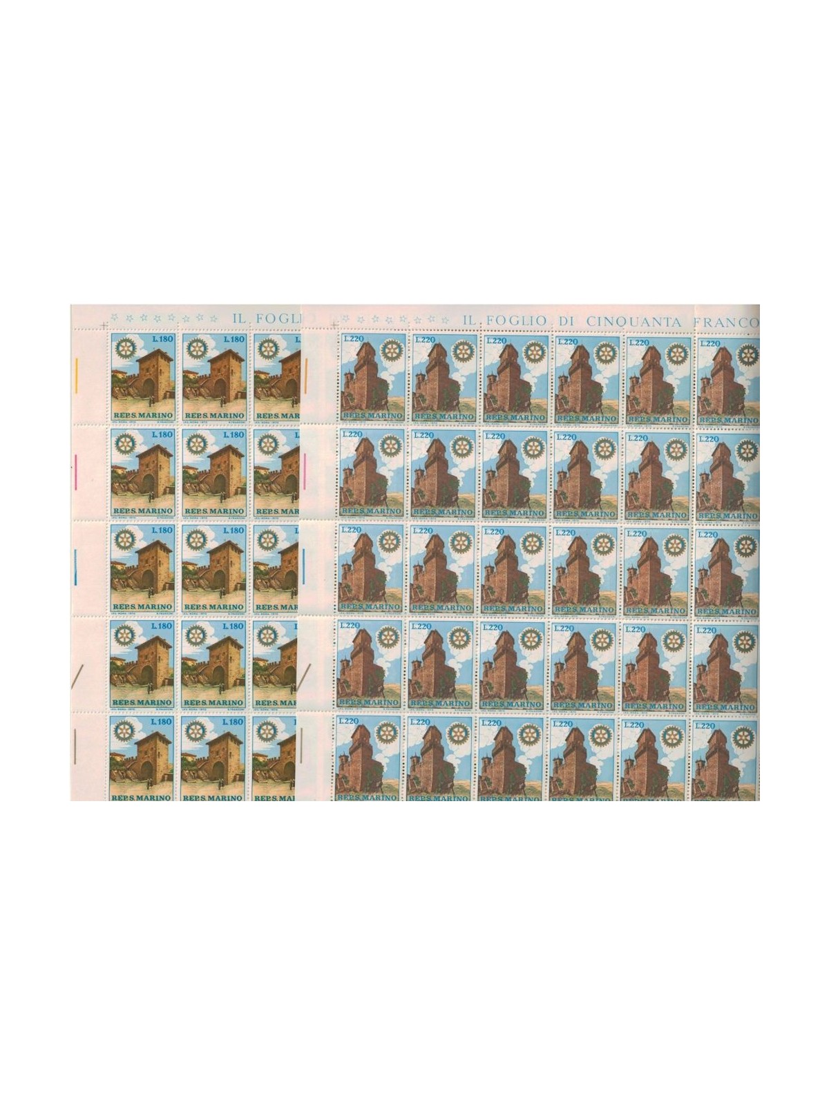 SAN MARINO 1970 Rotary Club 2 fogli interi MNH**