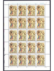 SAN MARINO 1991 Centenario della pallacanestro (£ 650) 1 foglio intero MNH**