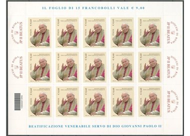 ITALY 2011 Pope John Paul II, 1 full sheet MNH**