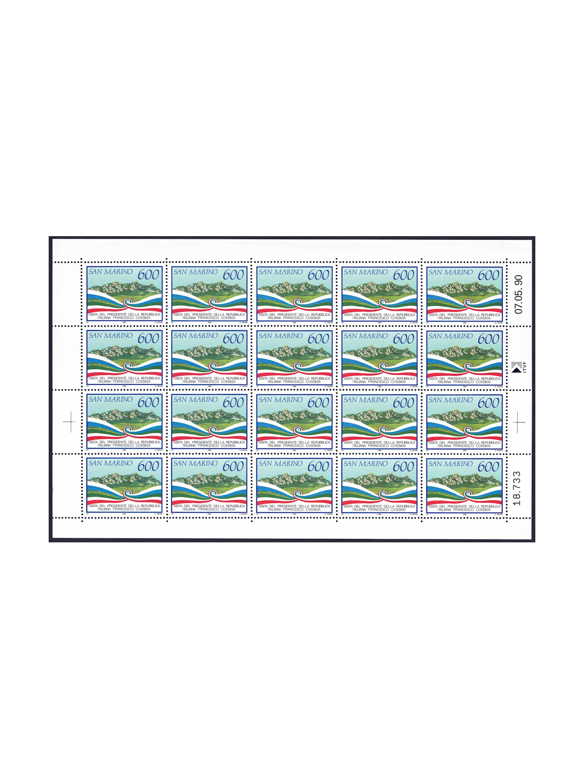 SAN MARINO 1990 Francesco Cossiga 1 foglio intero MNH**