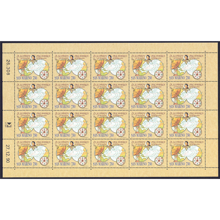 SAN MARINO 1991 Colombian Celebrations (£750) 1 full sheet MNH**