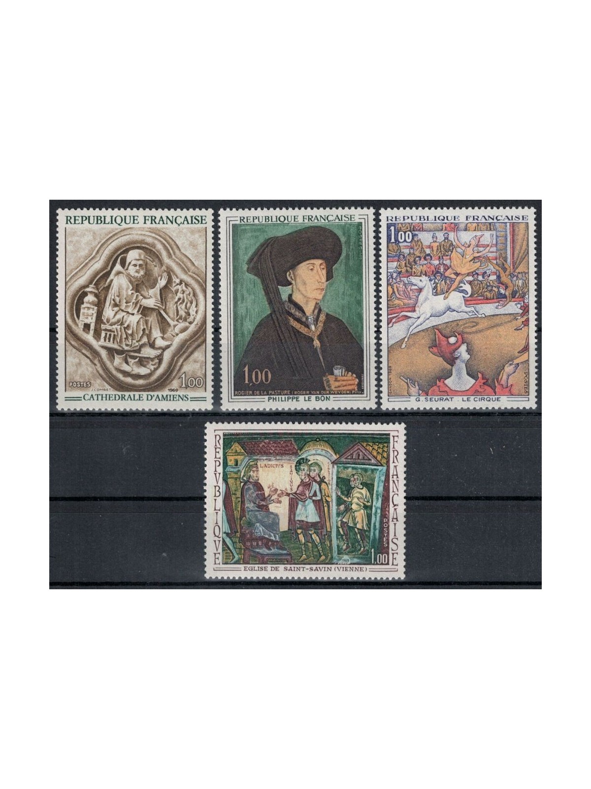 FRANCE 1969 Art (complete year) 4v MNH**