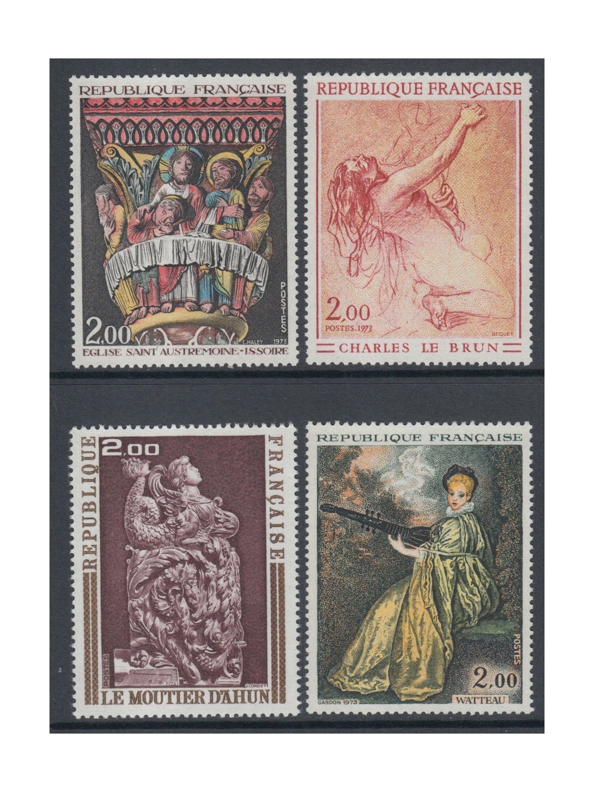 FRANCE 1973 Art (complete year) 4v MNH**