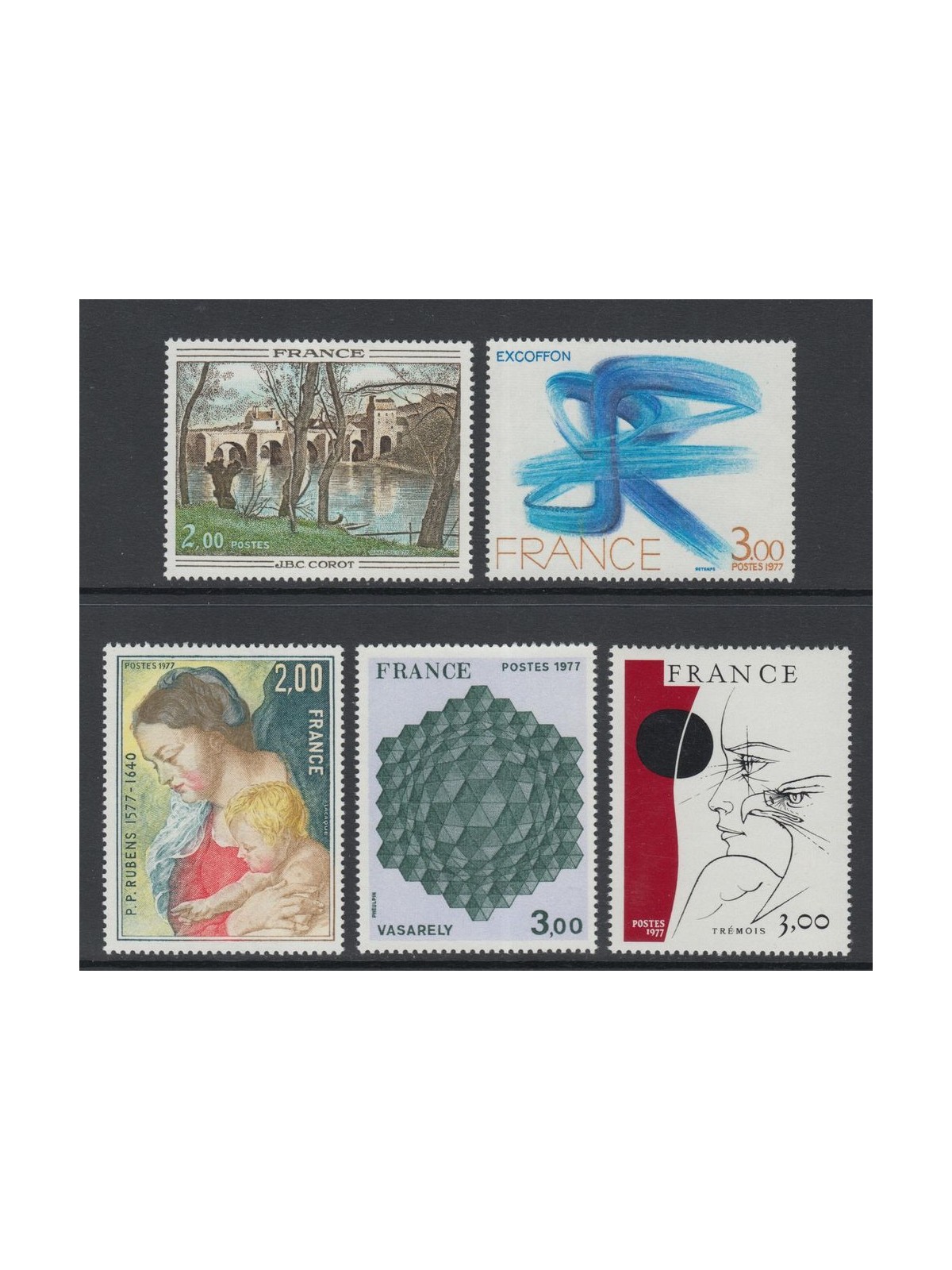 FRANCIA 1977 Arte (annata completa) 5v MNH**