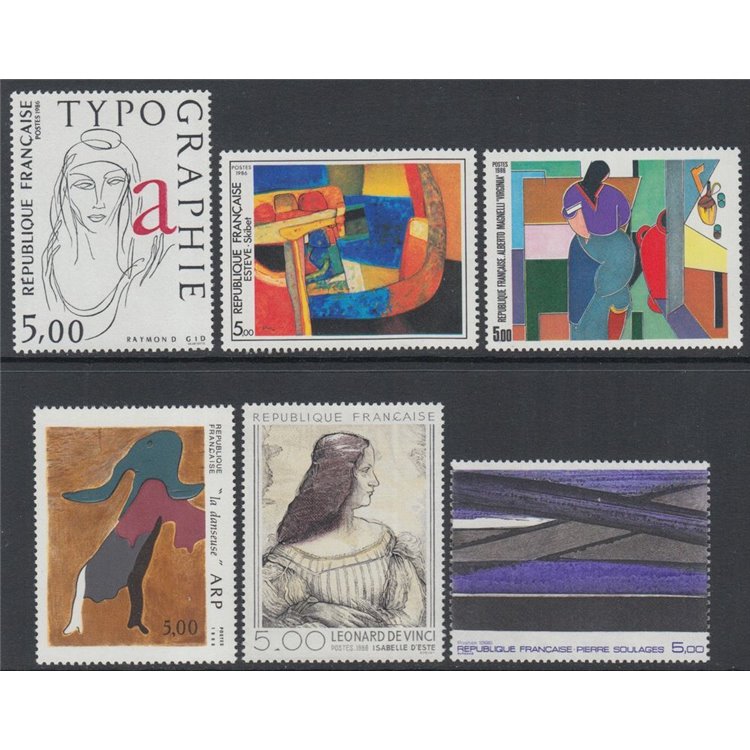 FRANCE 1986 Arte (complete year) 6v MNH**