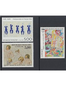 FRANCE 1989 Art (complete year) 3v MNH**