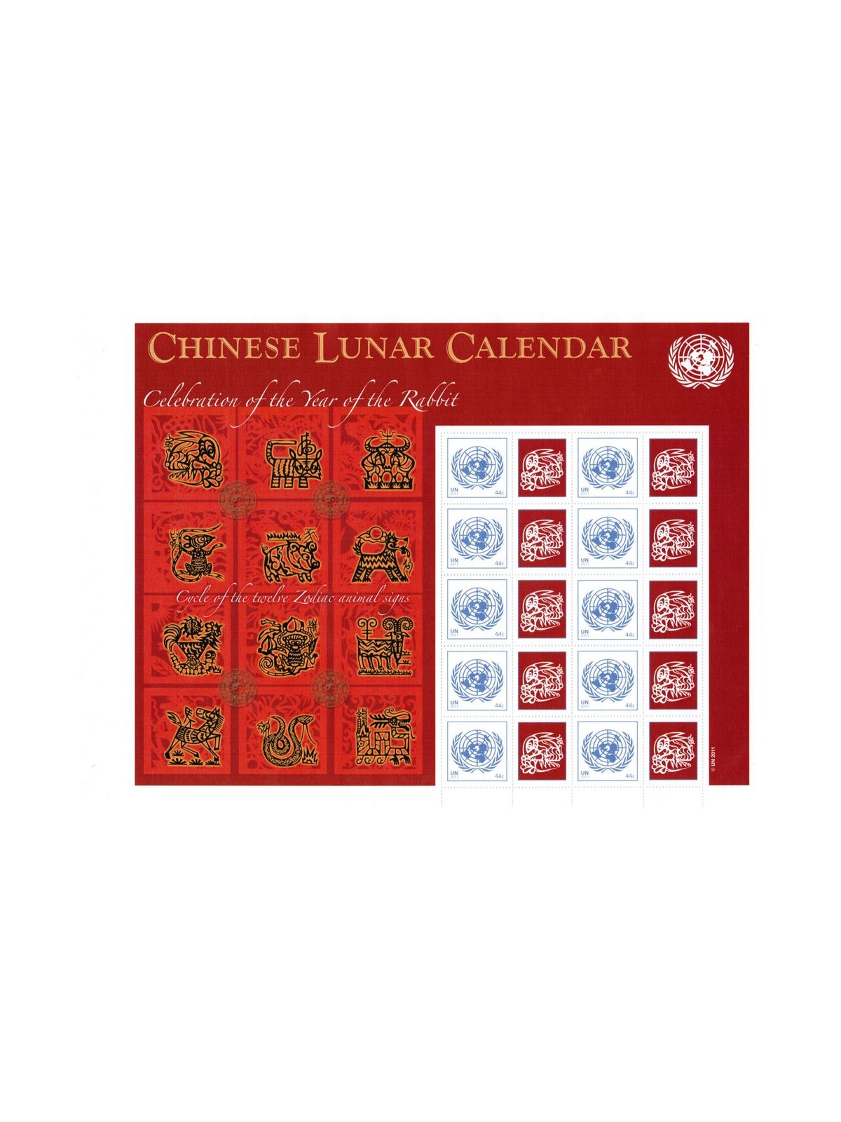 UN NEW YORK 2011 Year of the Rabbit m/s MNH**