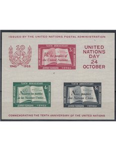 UN NEW YORK 1955 United Nations Anniversary (2nd print) s/s MNH**