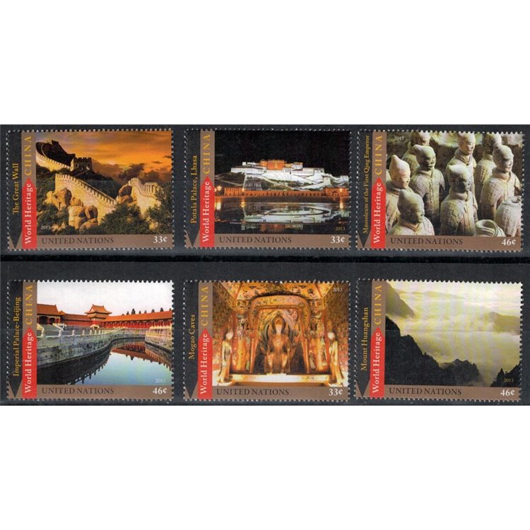 ONU NEW YORK 2013 Patrimonio Mondiale, Cina 6v MNH**