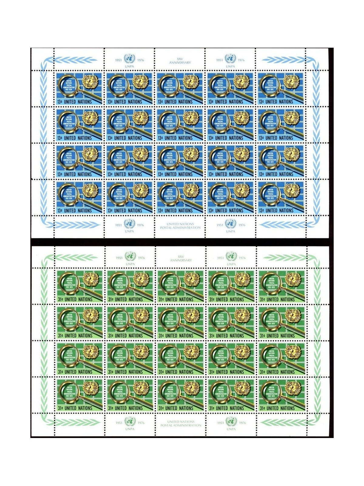 ONU NEW YORK 1967 Amministrazione Postale 2 MF MNH**