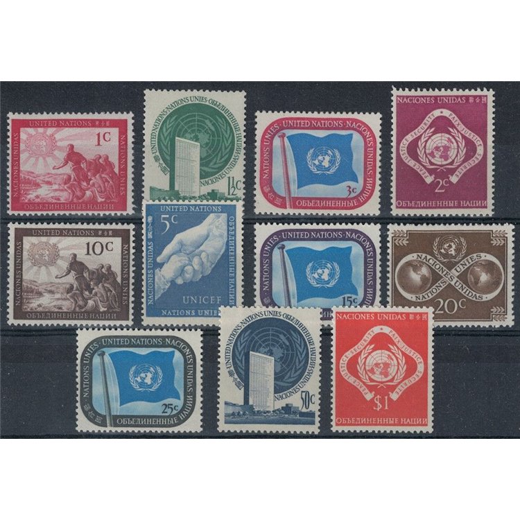 UN NEW YORK 1951 Various subjects 11v MNH**